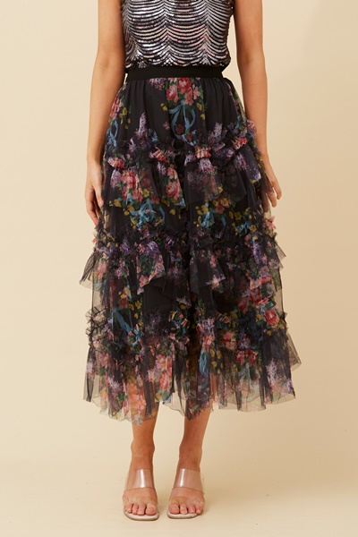 DIVISHA FLORAL TULLE SKIRT