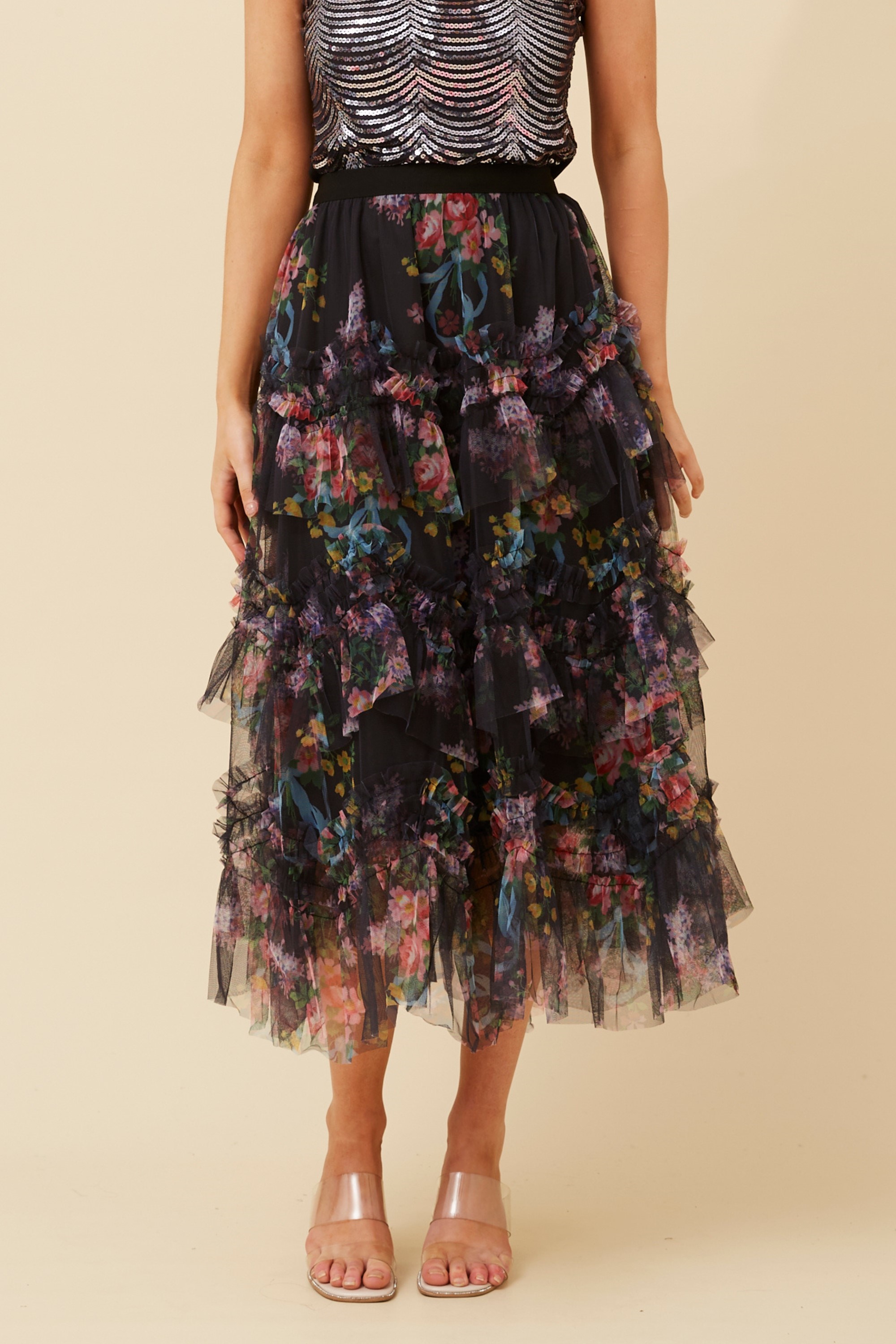 DIVISHA FLORAL TULLE SKIRT