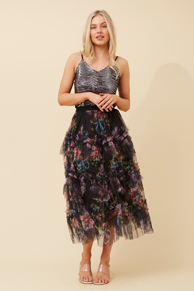 DIVISHA FLORAL TULLE SKIRT