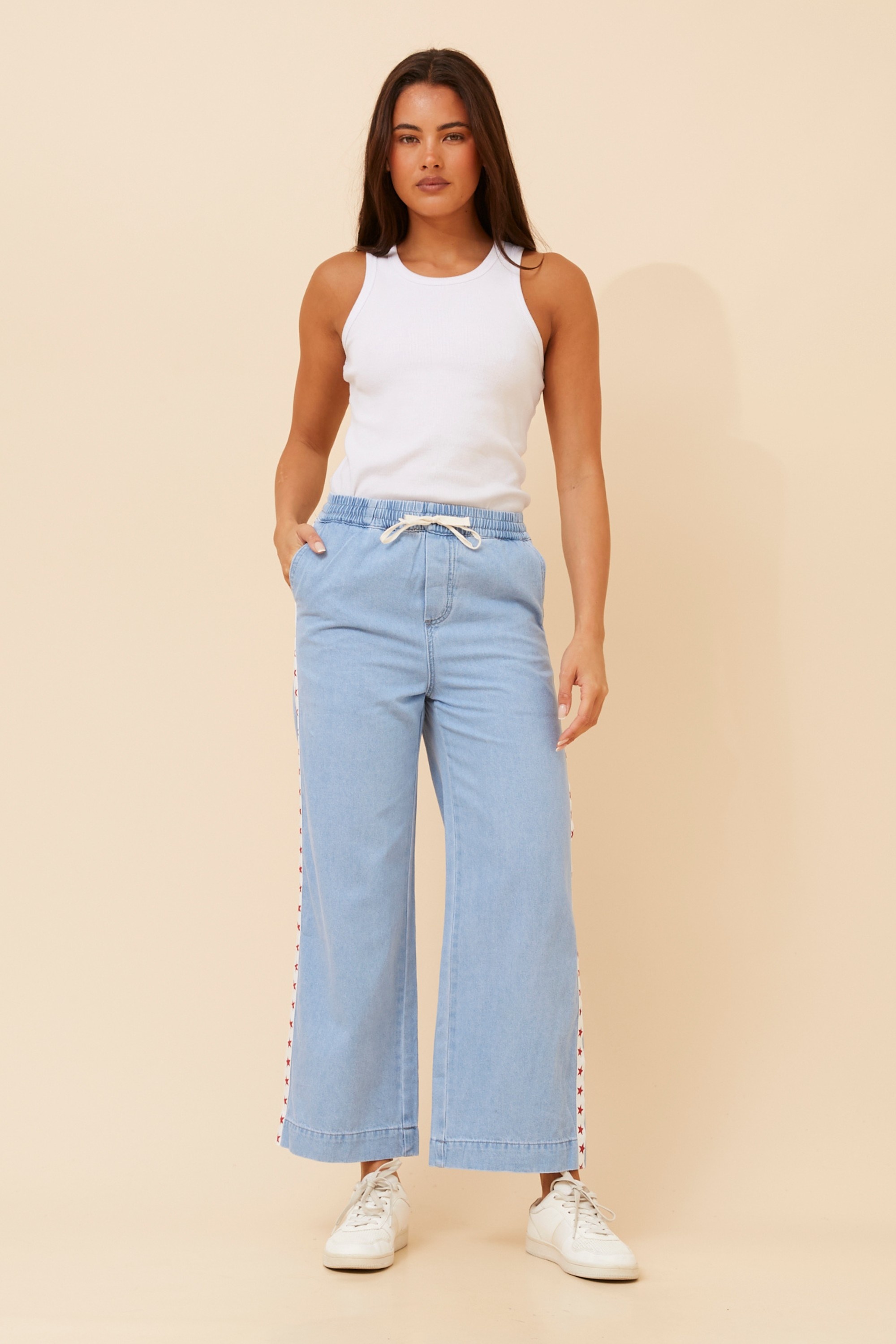 DOLORES STAR STRIPE DENIM PANTS