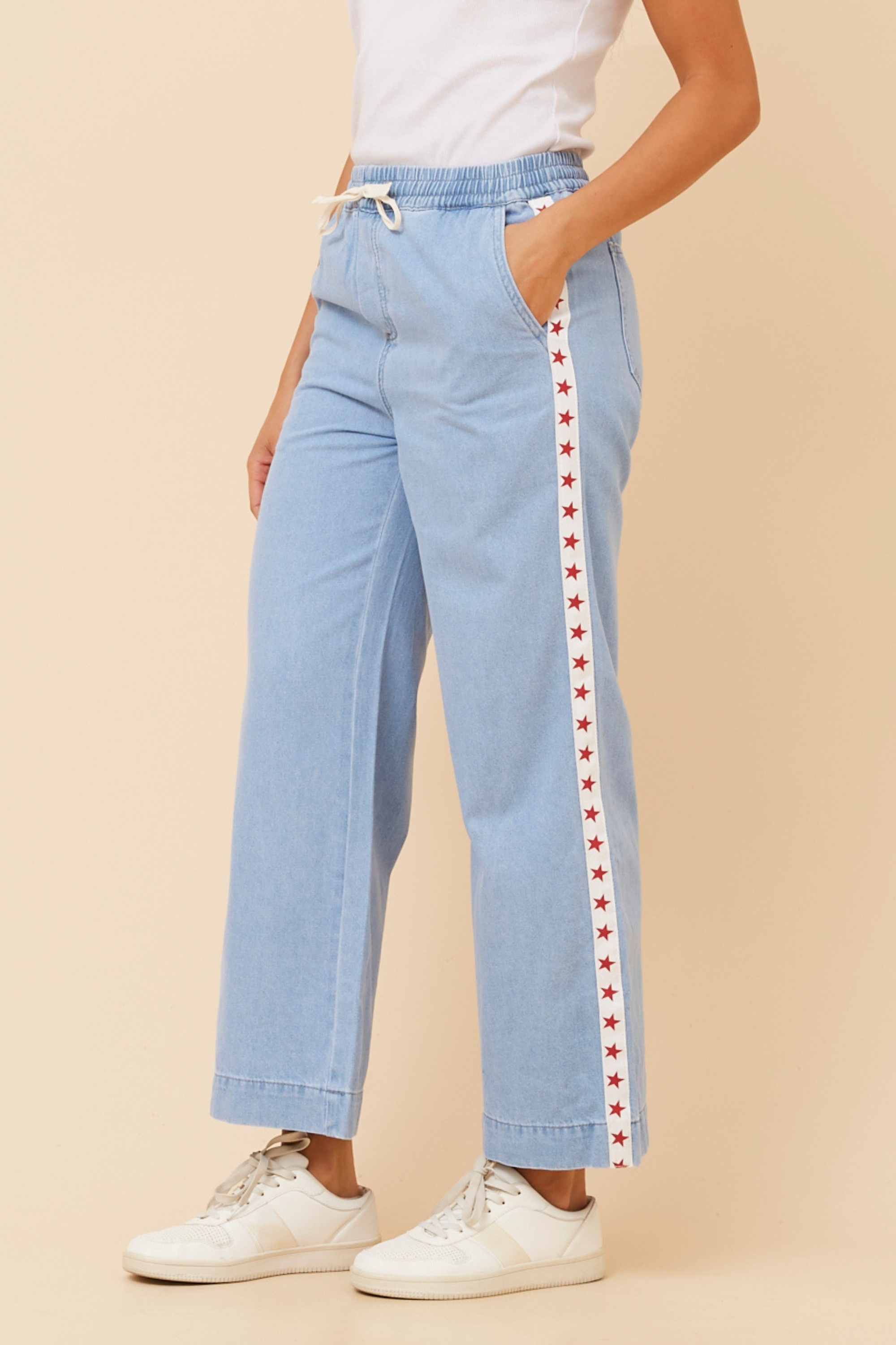 DOLORES STAR STRIPE DENIM PANTS