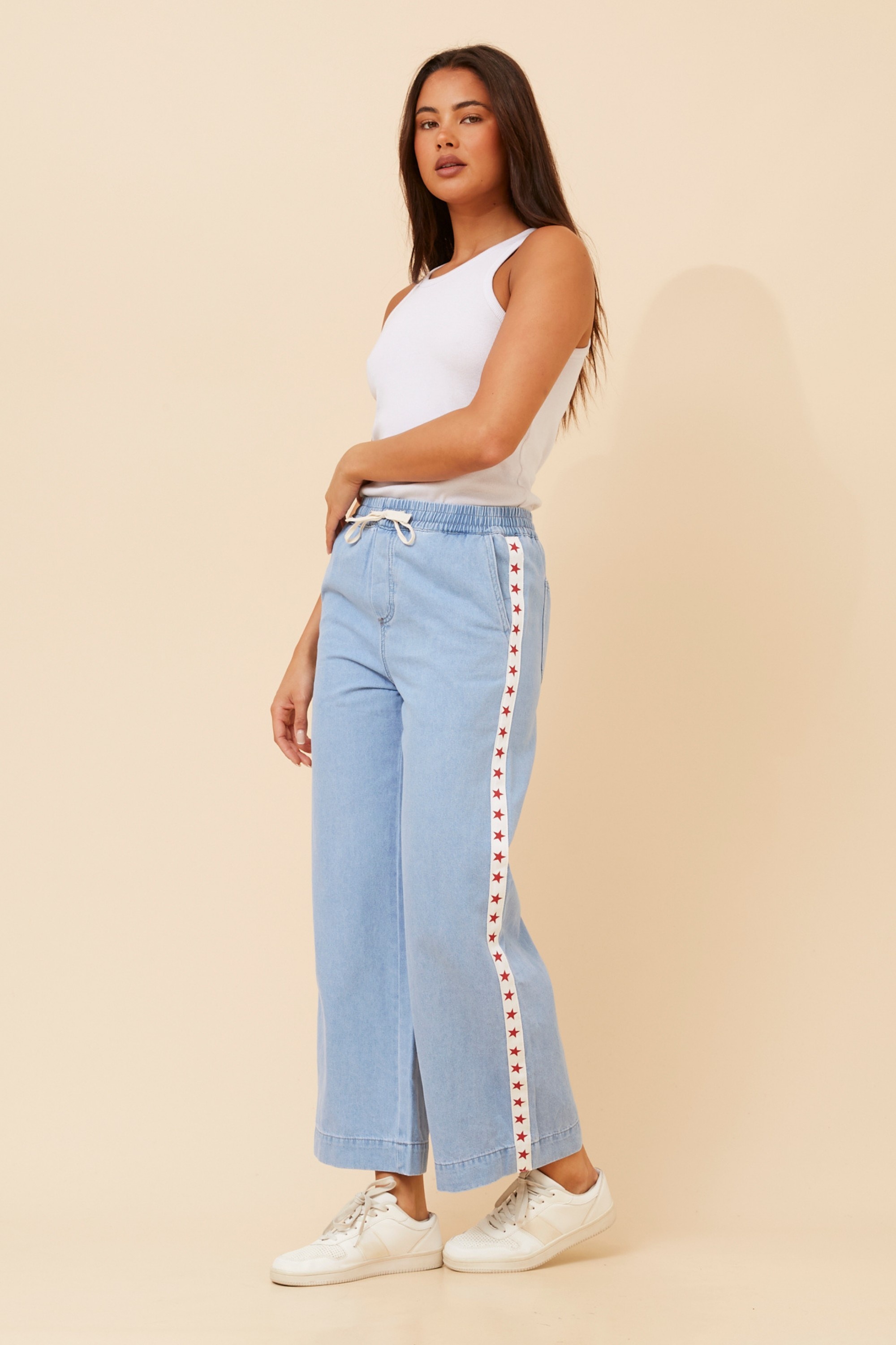 DOLORES STAR STRIPE DENIM PANTS