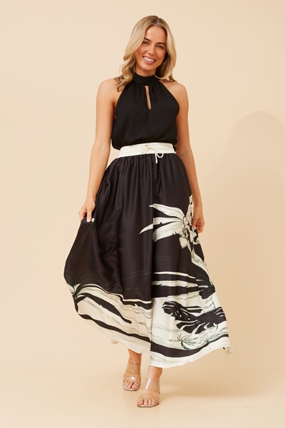 DOMINGA PALM PRINT SKIRT