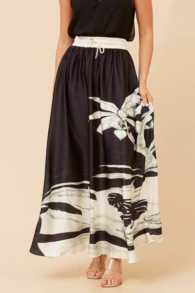 DOMINGA PALM PRINT SKIRT