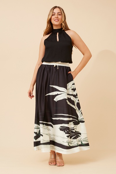 DOMINGA PALM PRINT SKIRT