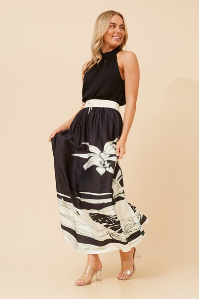 DOMINGA PALM PRINT SKIRT