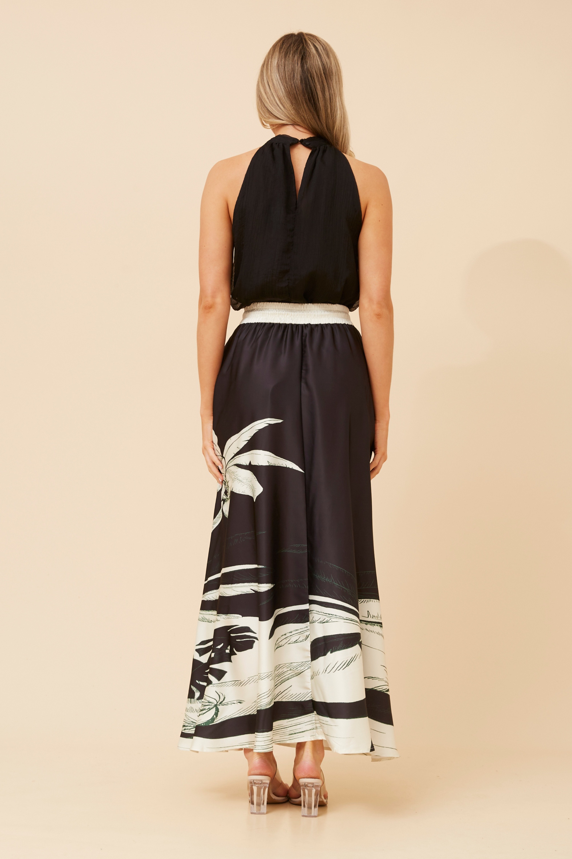 DOMINGA PALM PRINT SKIRT