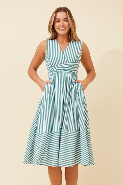 DONIA STRIPE MIDI DRESS