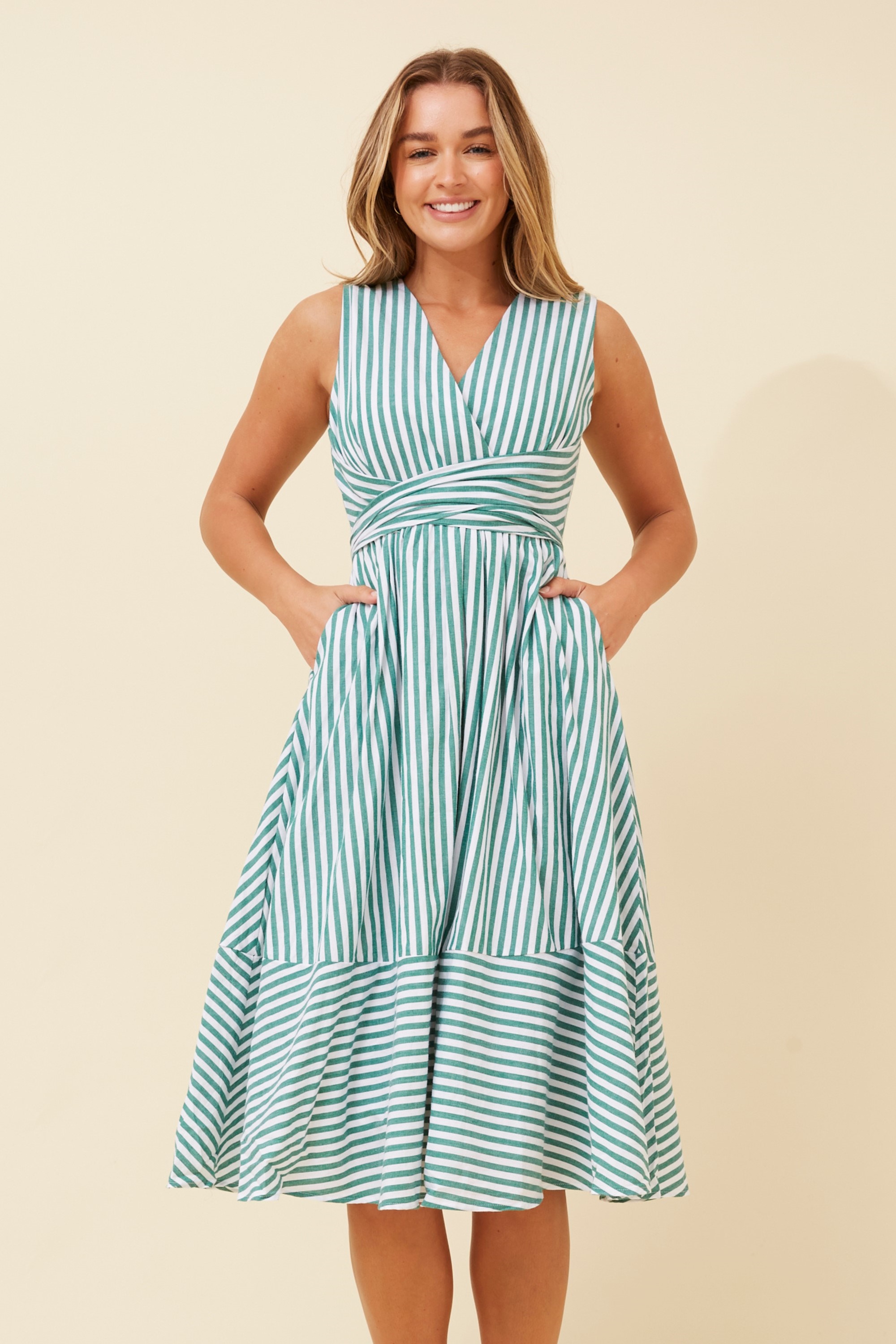 DONIA STRIPE MIDI DRESS