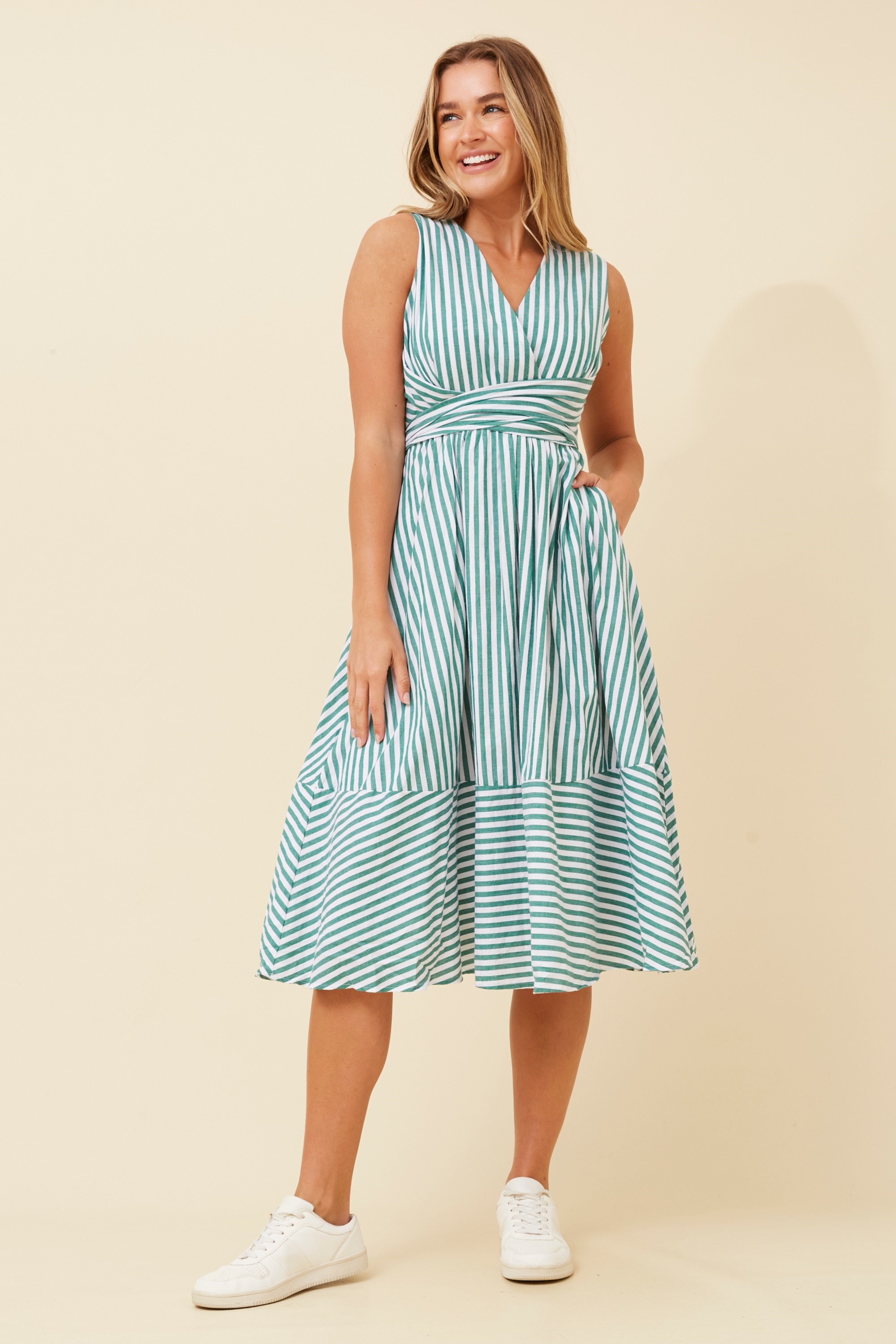 DONIA STRIPE MIDI DRESS