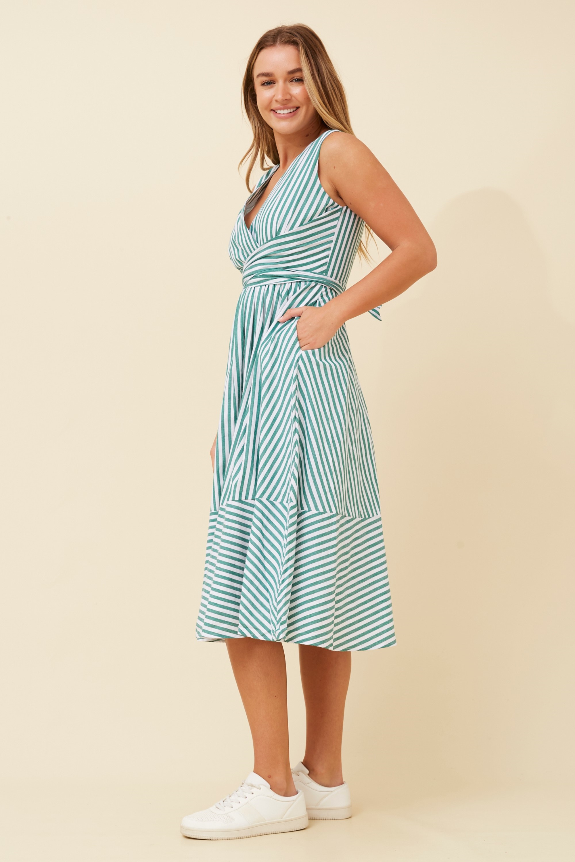 DONIA STRIPE MIDI DRESS