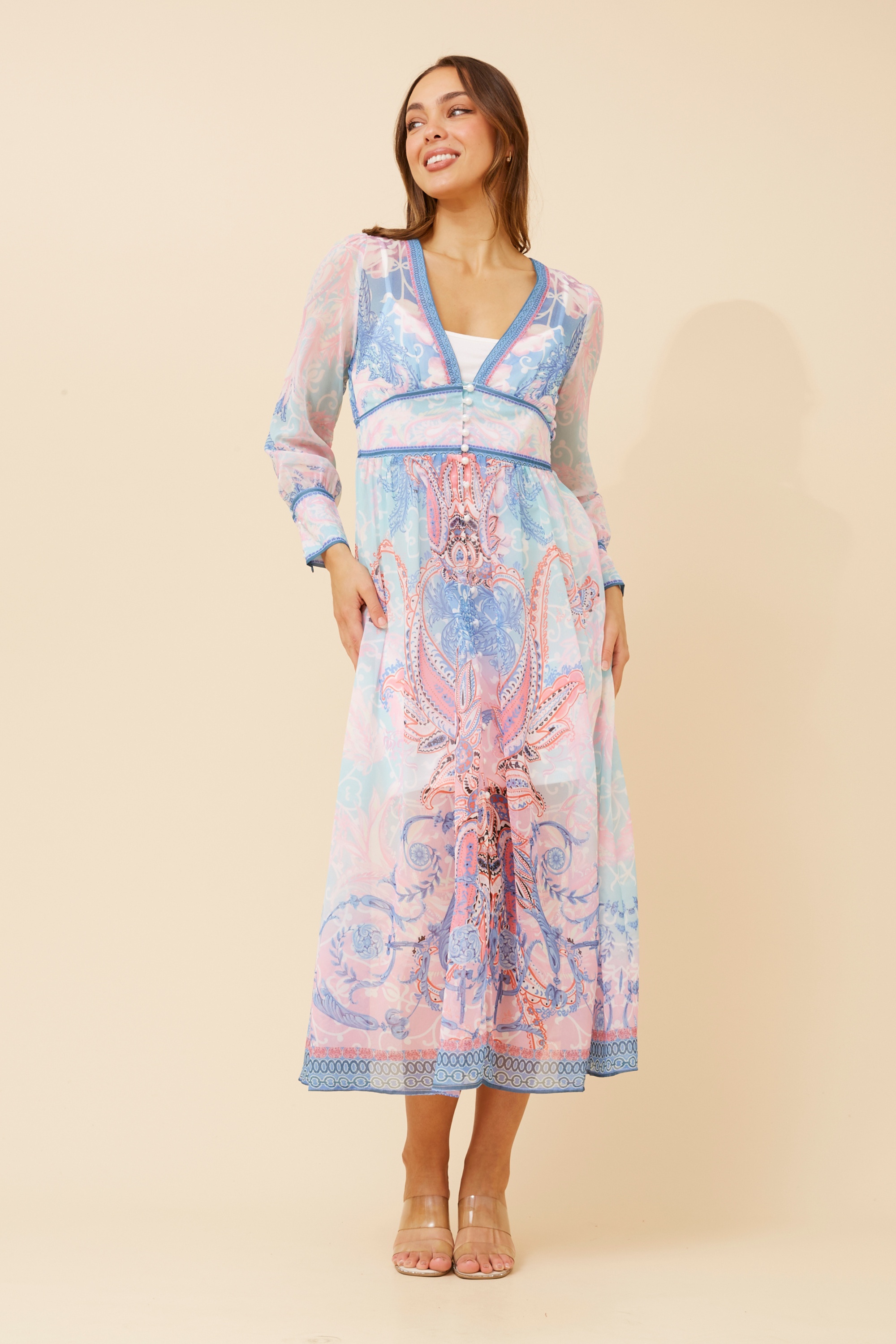 DONIELLE BORDER PRINT MAXI DRESS