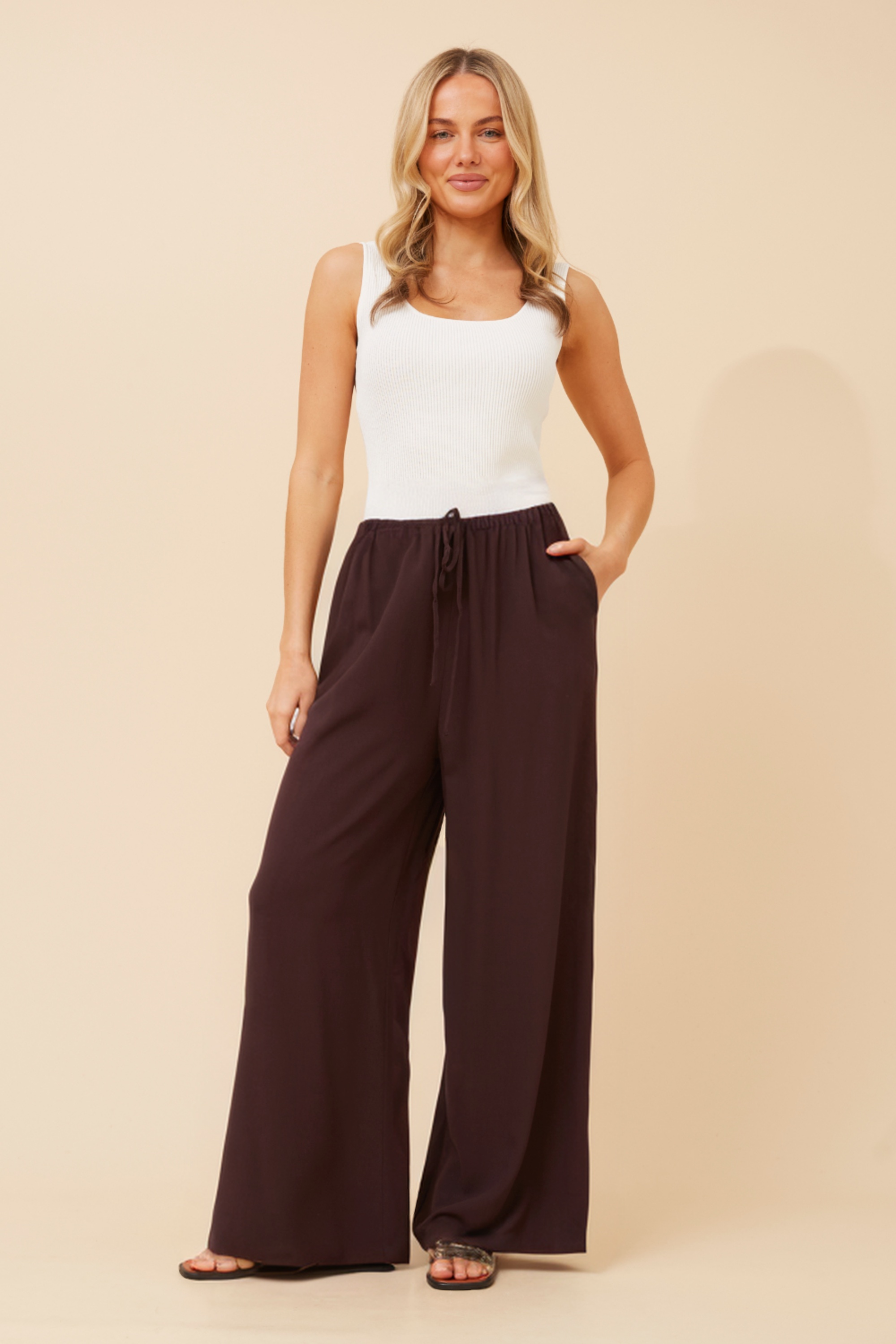 DONNY SOLID WIDE LEG PANTS