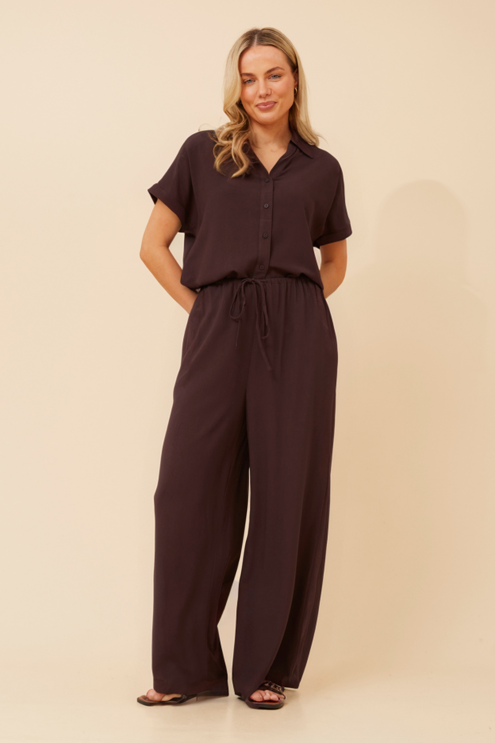DONNY SOLID WIDE LEG PANTS