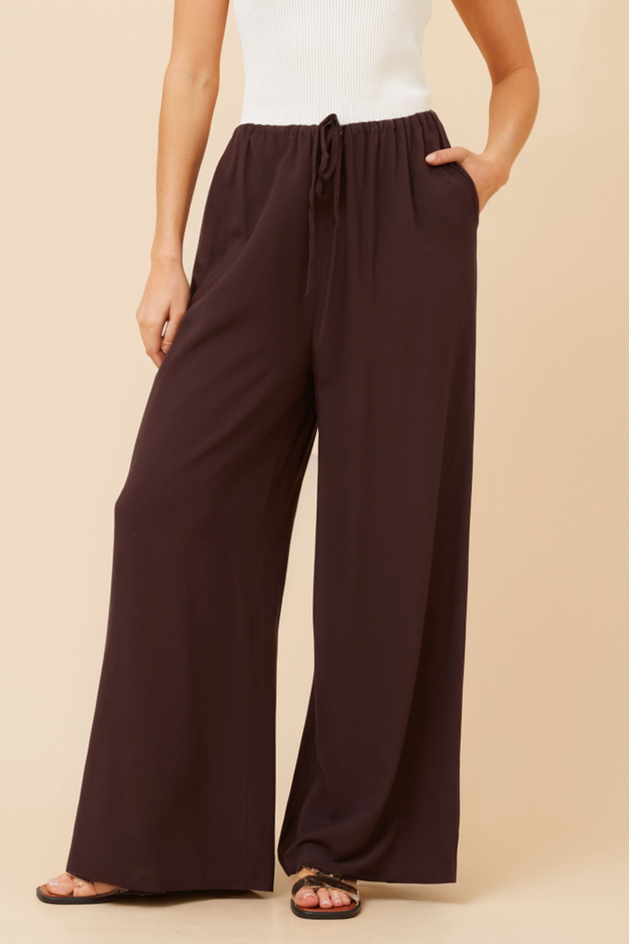DONNY SOLID WIDE LEG PANTS