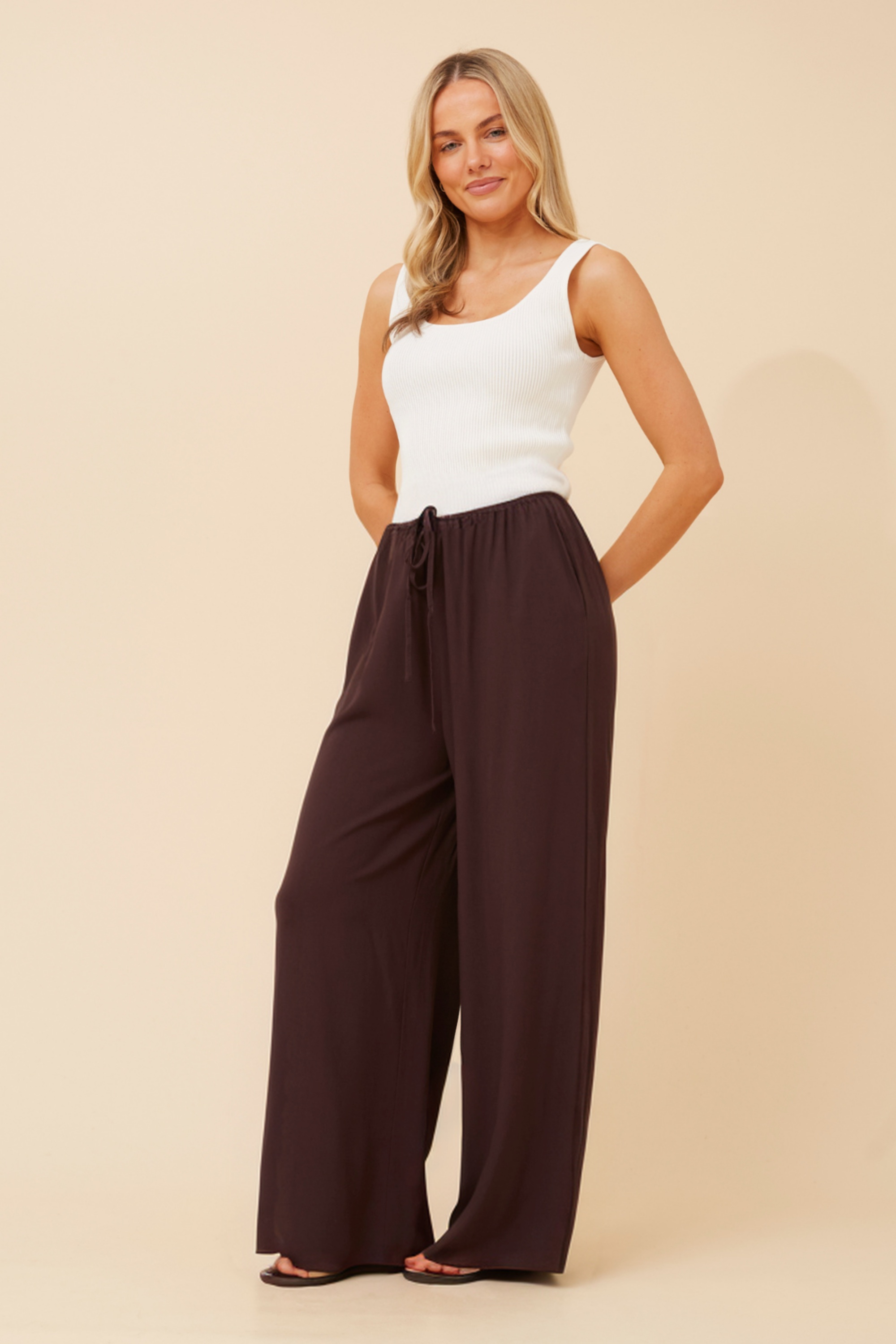 DONNY SOLID WIDE LEG PANTS