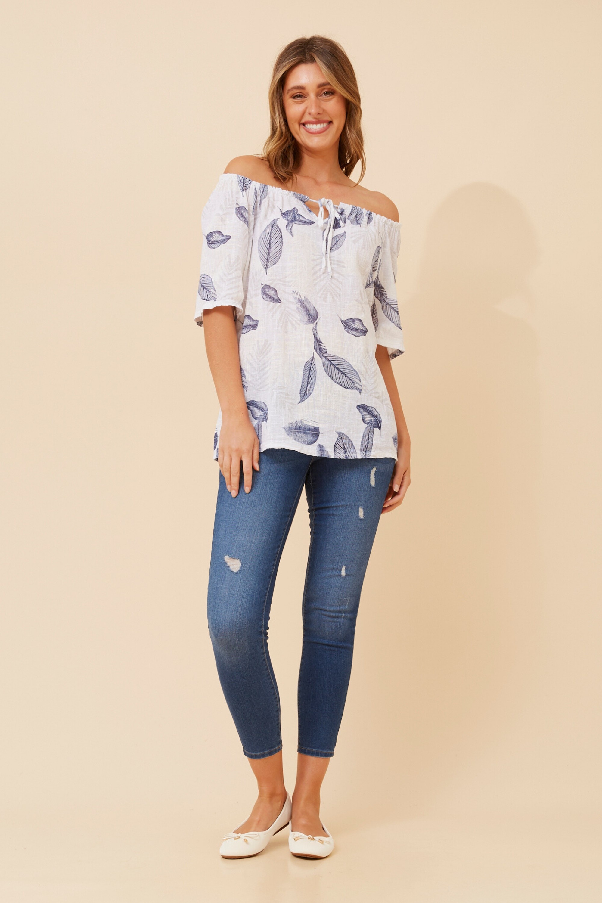 DORELLA LEAF PRINT TOP