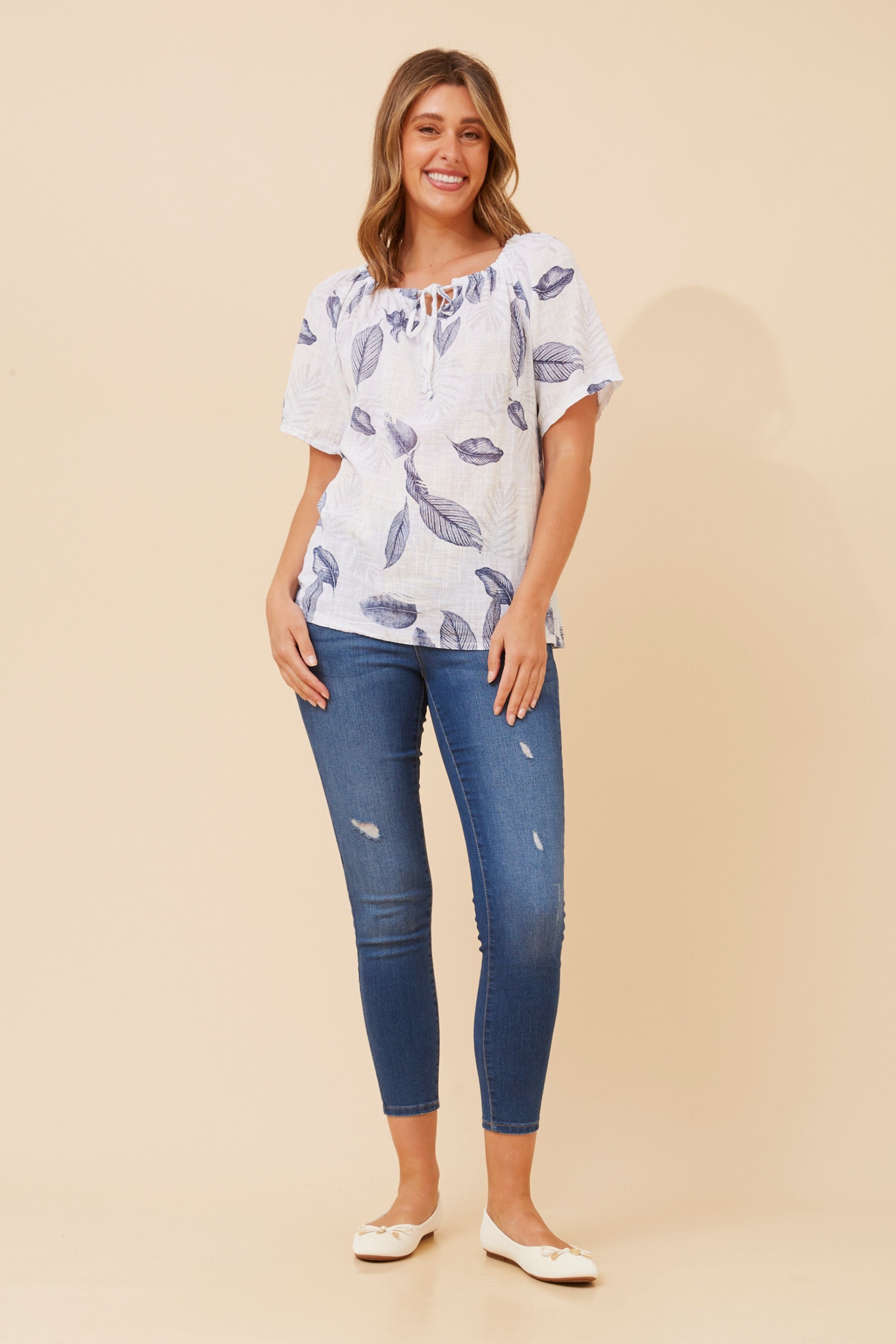DORELLA LEAF PRINT TOP