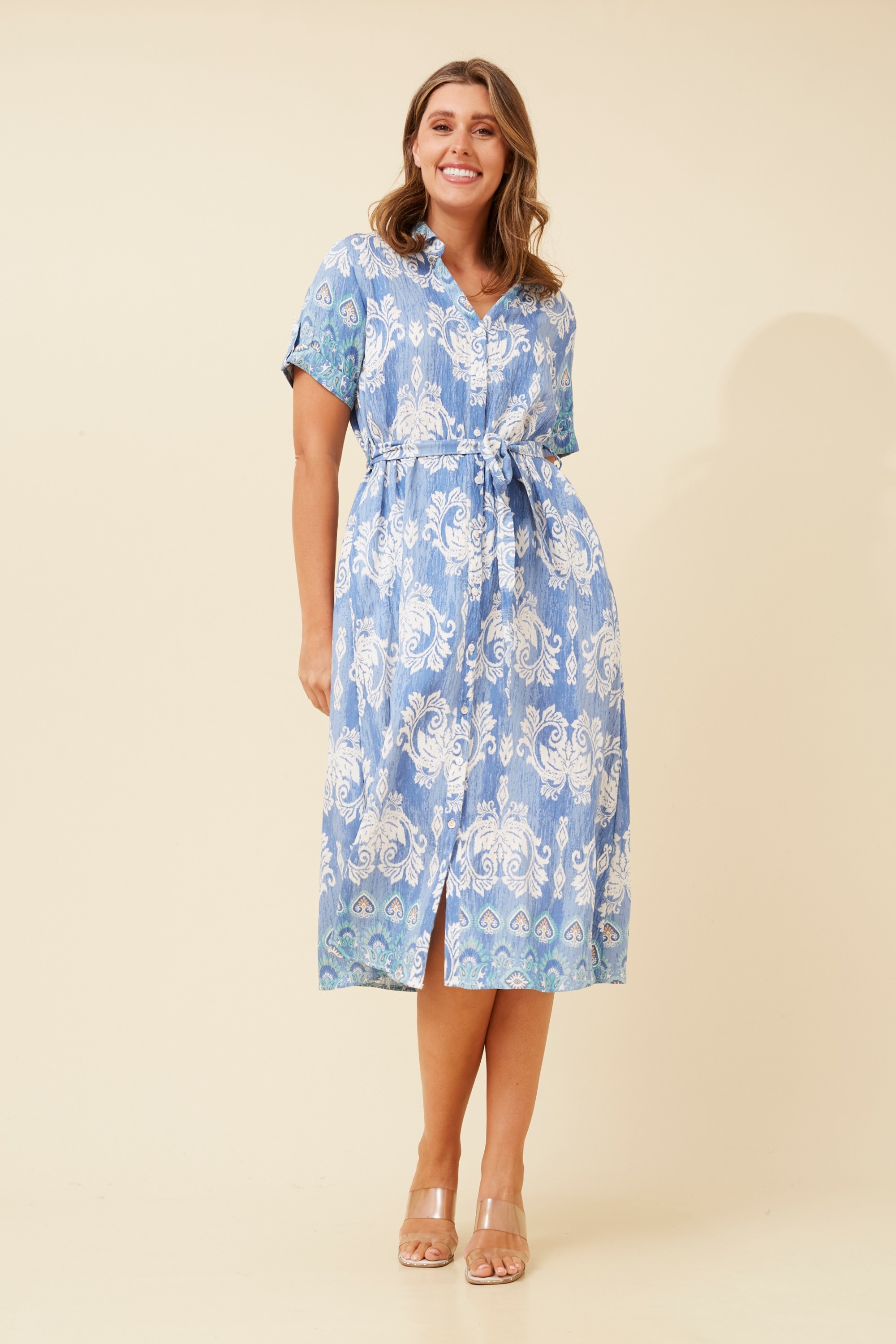 DOROTHEA LINEN BLEND  SHIRT DRESSS