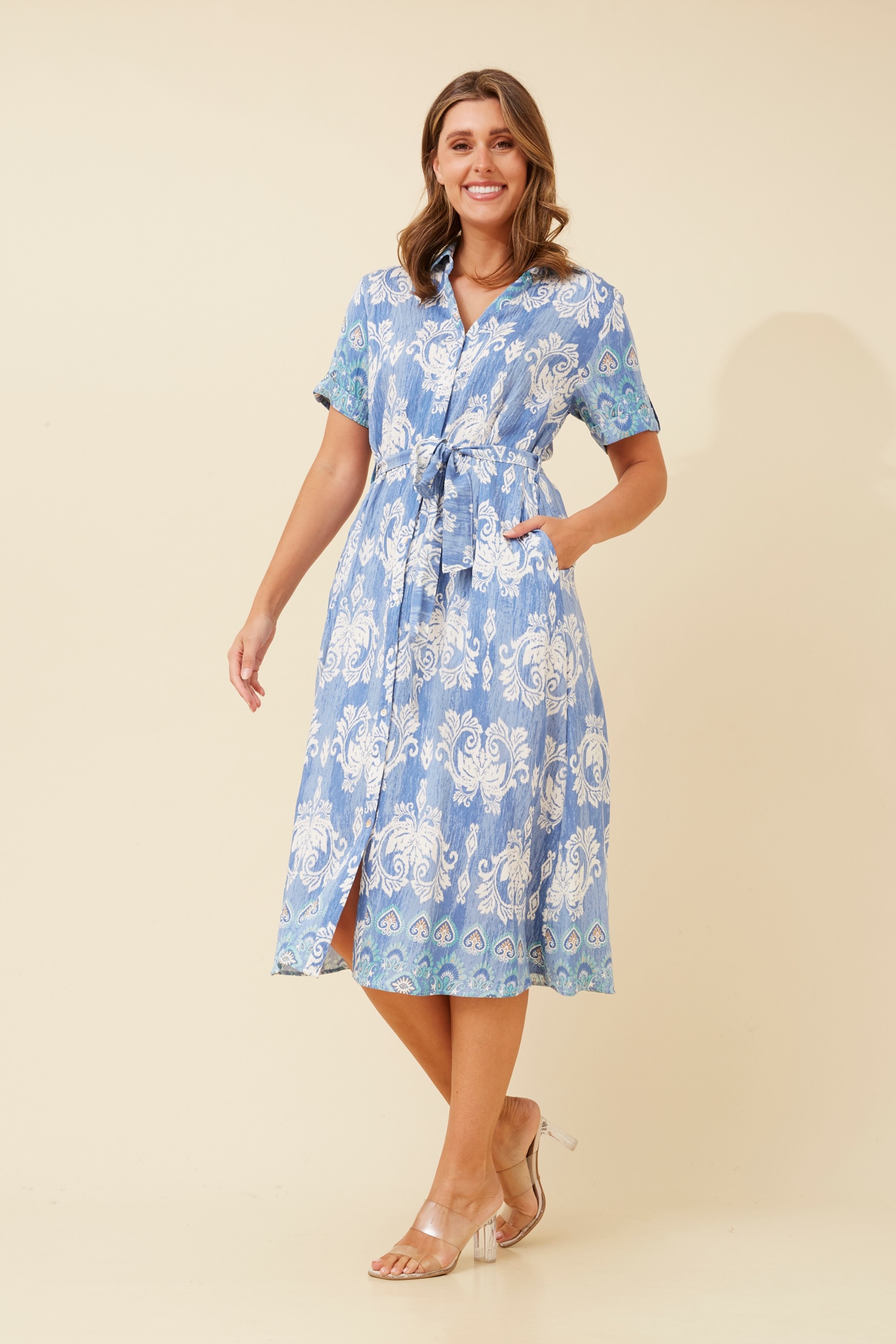 DOROTHEA LINEN BLEND  SHIRT DRESSS