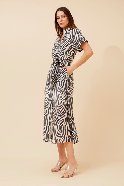 DOROTHEA ZEBRA PRINT SHIRT DRESS