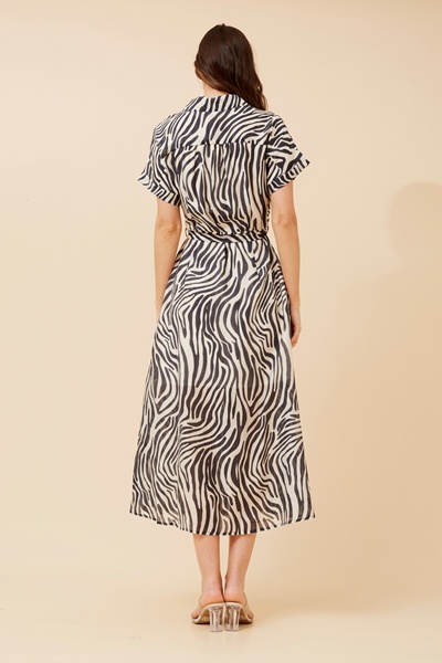 DOROTHEA ZEBRA PRINT SHIRT DRESS