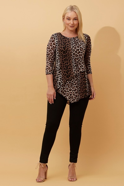 DOUBLE LAYER ANIMAL PRINT TOP