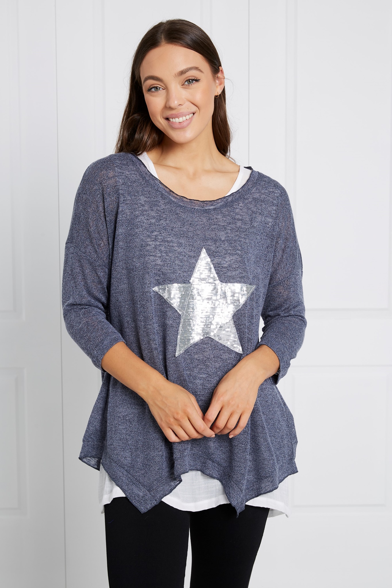DOUBLE LAYER SEQUIN STAR TOP