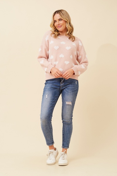 DUNYA HEART PRINT KNIT JUMPER