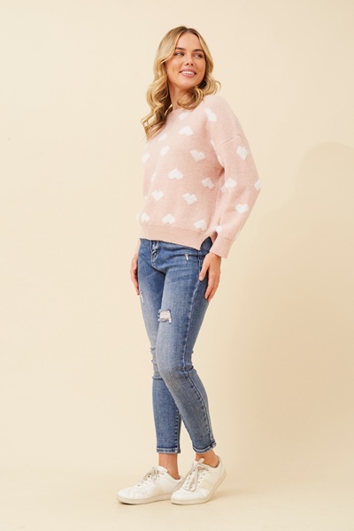 DUNYA HEART PRINT KNIT JUMPER