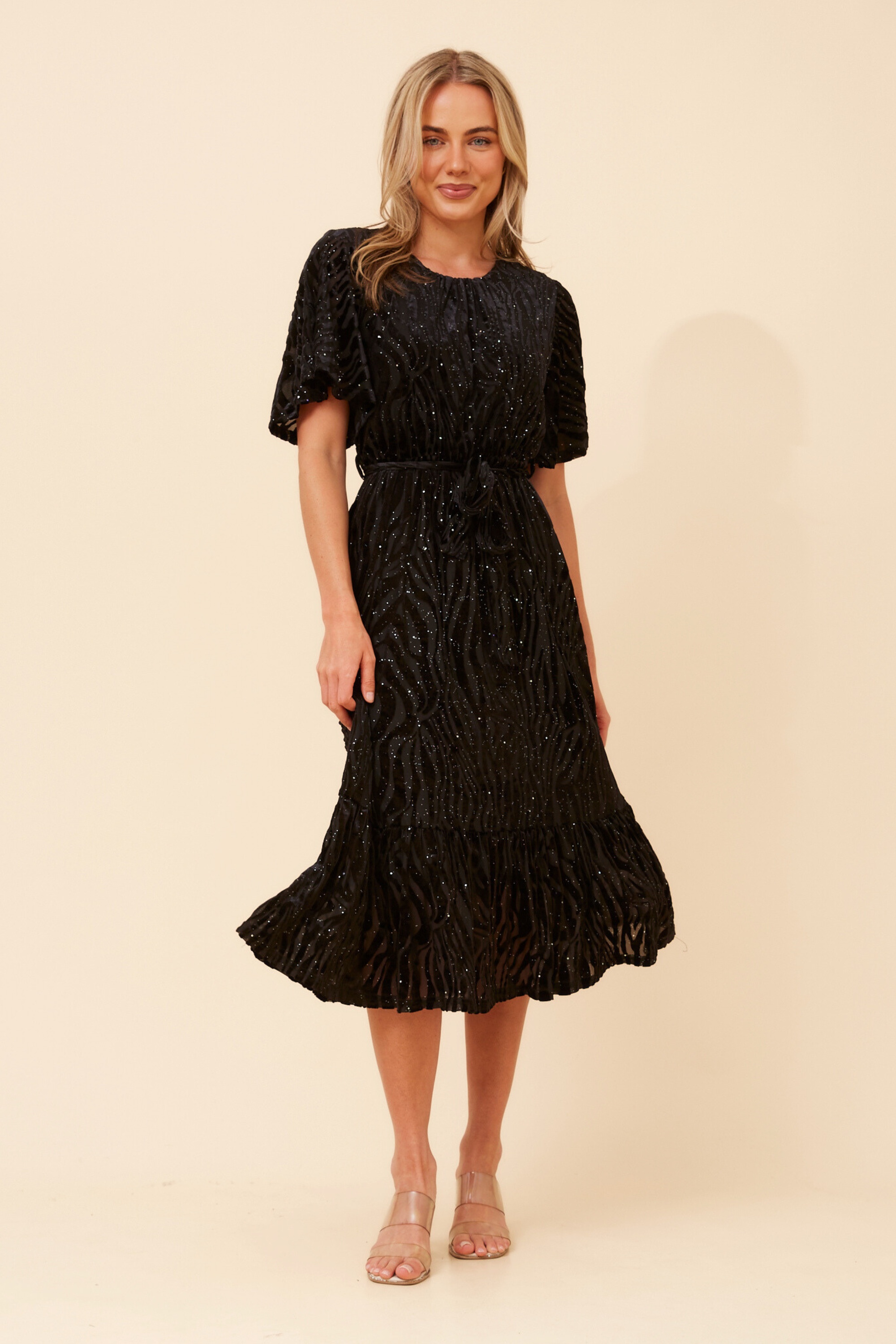 EARTHA FLOCKING PRINT DRESS