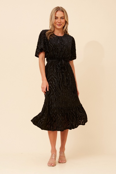 EARTHA FLOCKING PRINT DRESS