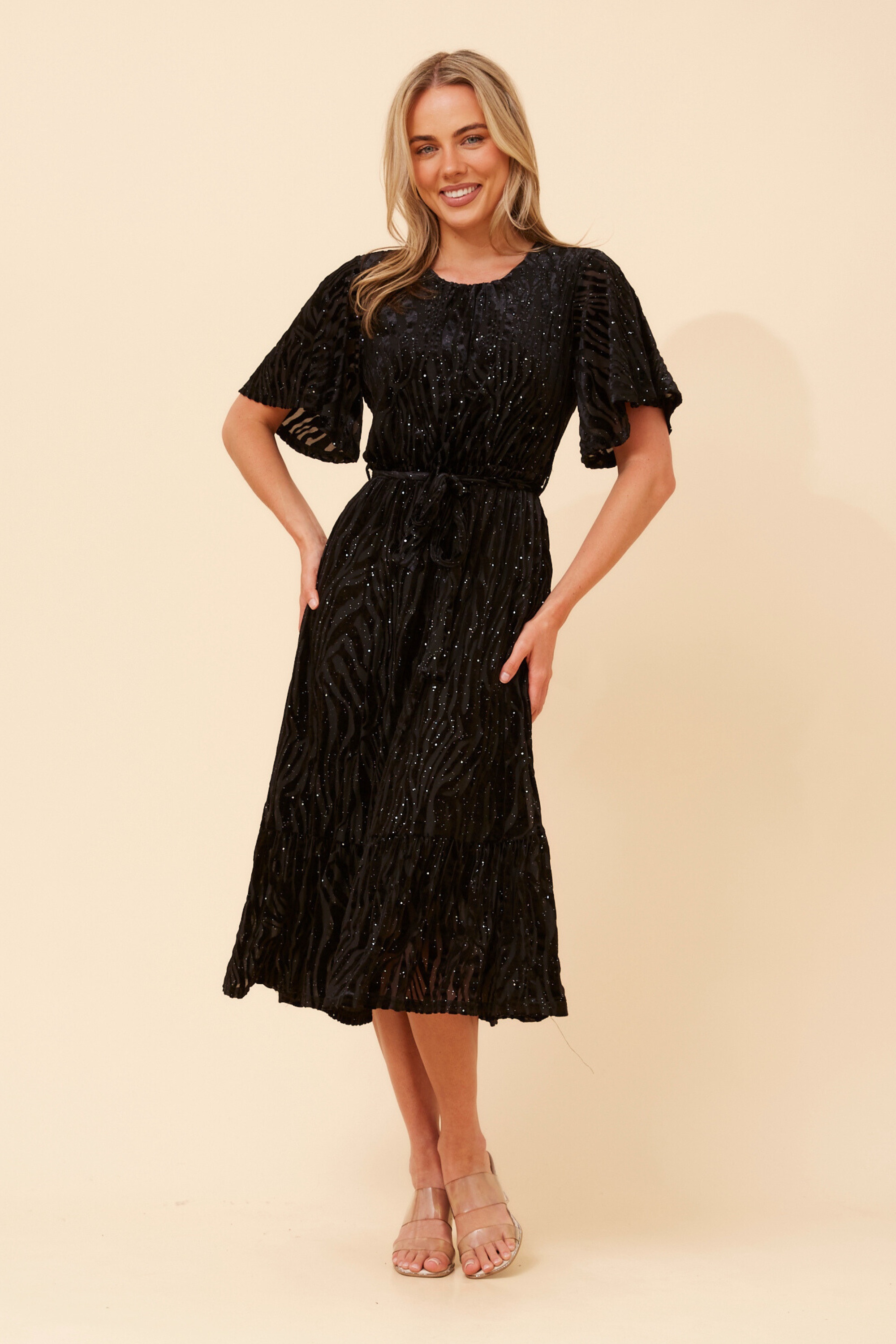 EARTHA FLOCKING PRINT DRESS