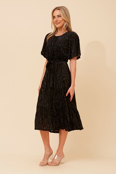 EARTHA FLOCKING PRINT DRESS