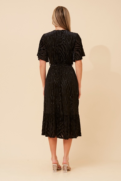 EARTHA FLOCKING PRINT DRESS