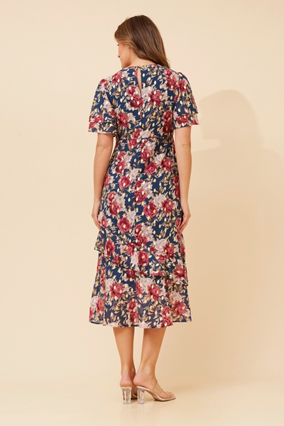 EDANA FOIL PRINT RUFFLE DRESS