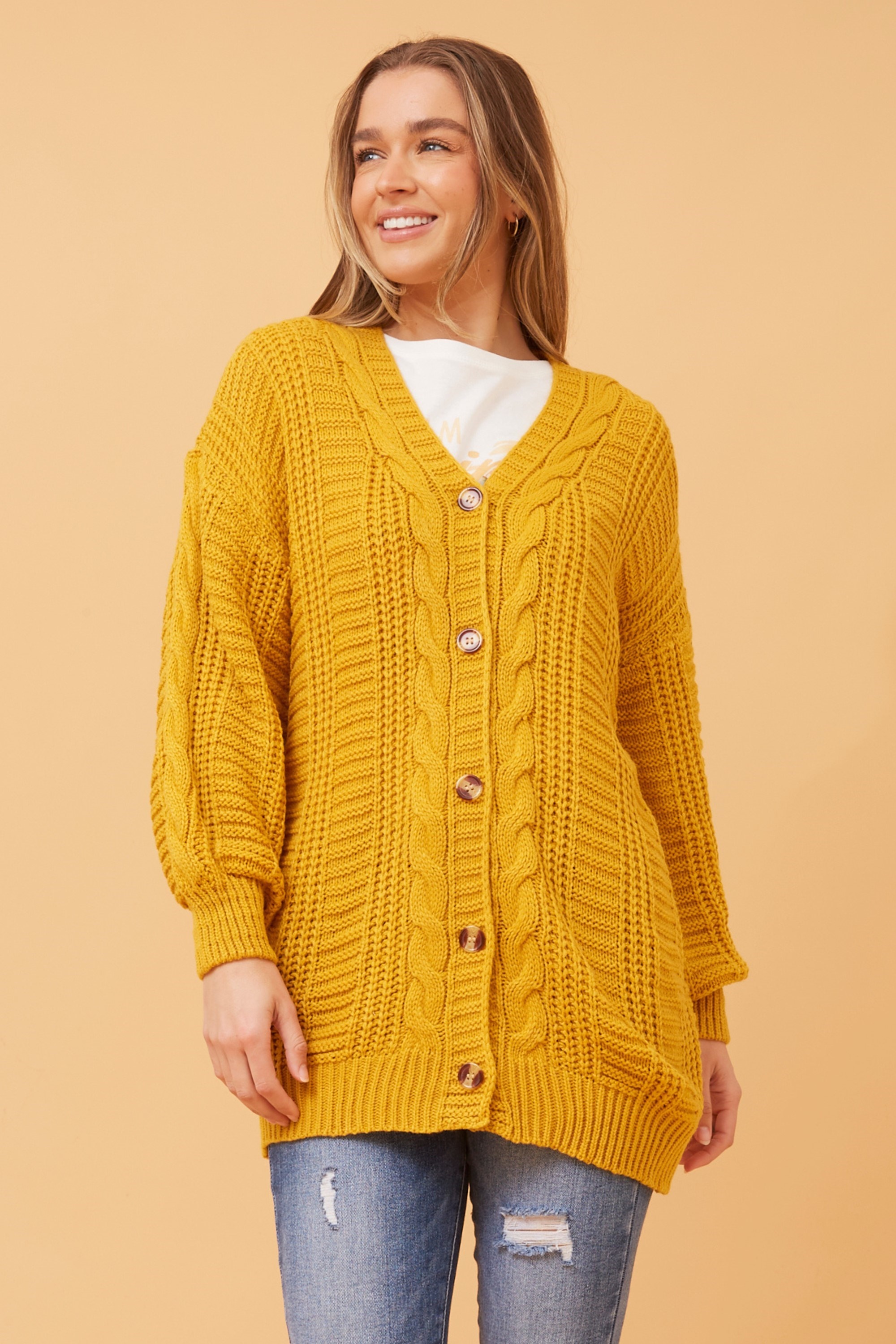 ELANA CABLE KNIT CARDIGAN