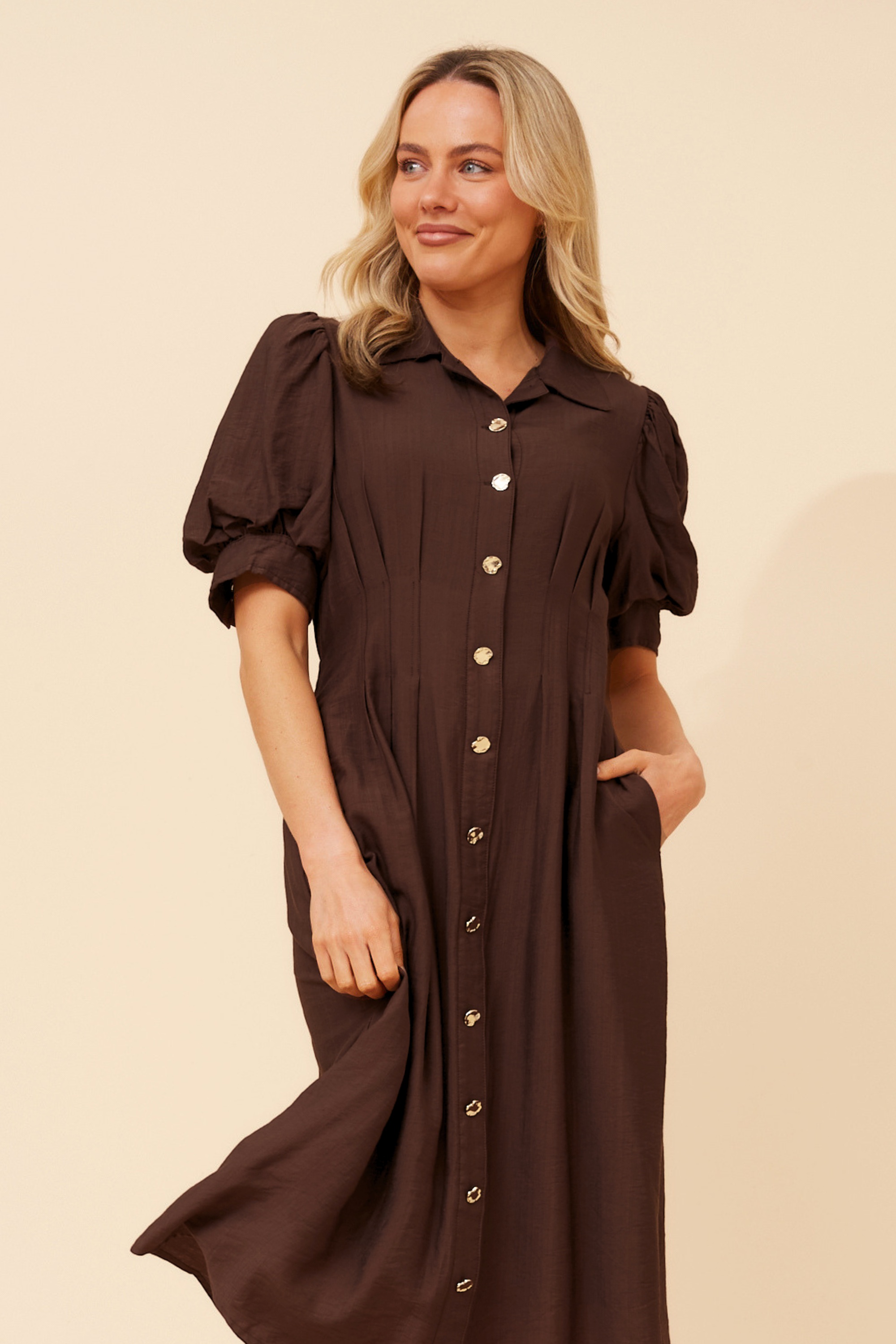 ELANEY SOLID MIDI DRESS