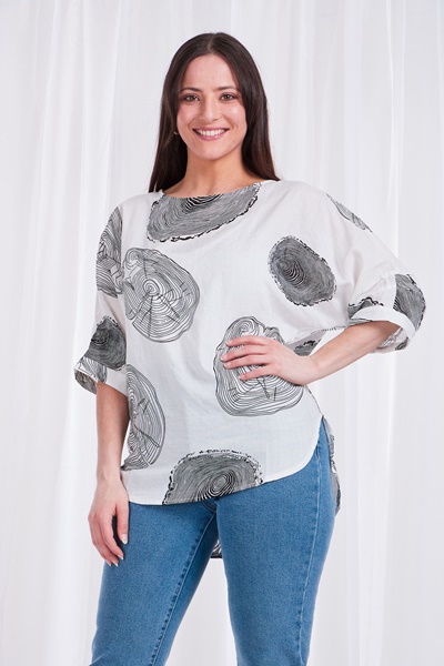 Elbow sleeve printed top