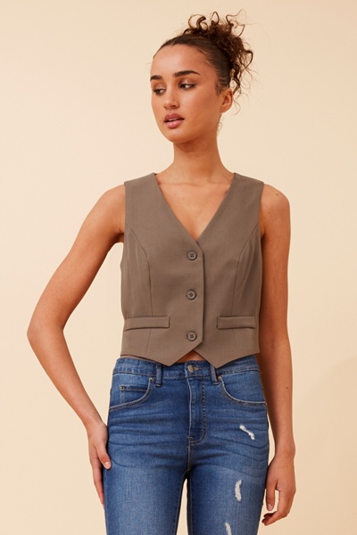 ELDORA SOLID CROPPED VEST