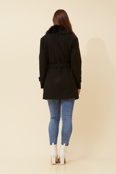 ELEANOR FAUX FUR TRIM COAT