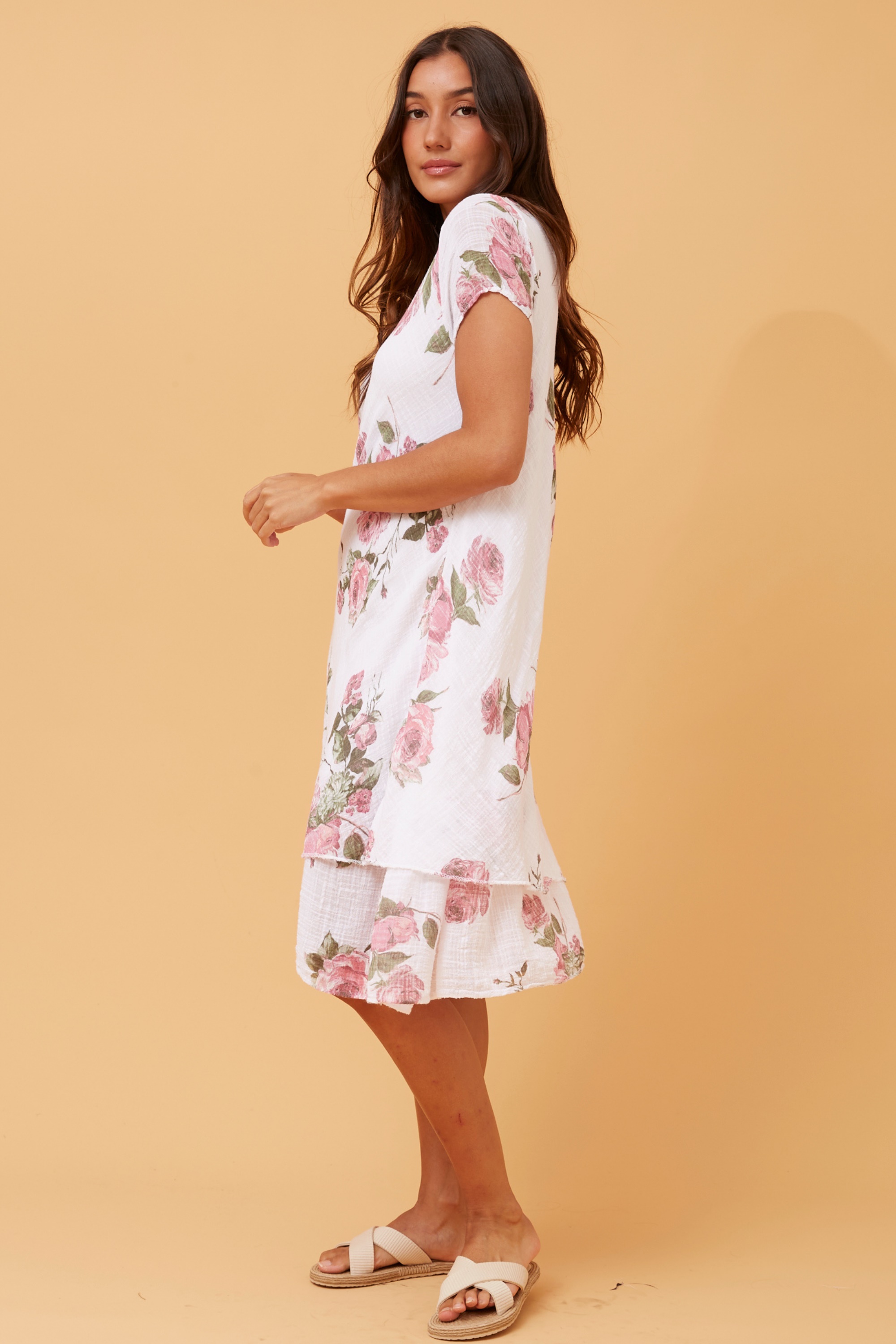 ELECTRA DOUBLE LAYER FLORAL DRESS