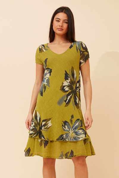ELECTRA FLORAL DOUBLE LAYERED DRESS