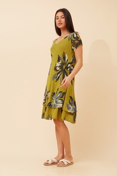 ELECTRA FLORAL DOUBLE LAYERED DRESS