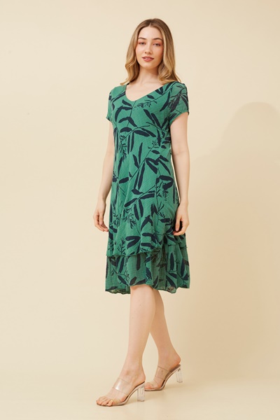 ELECTRA LEAF PRINT DRESS