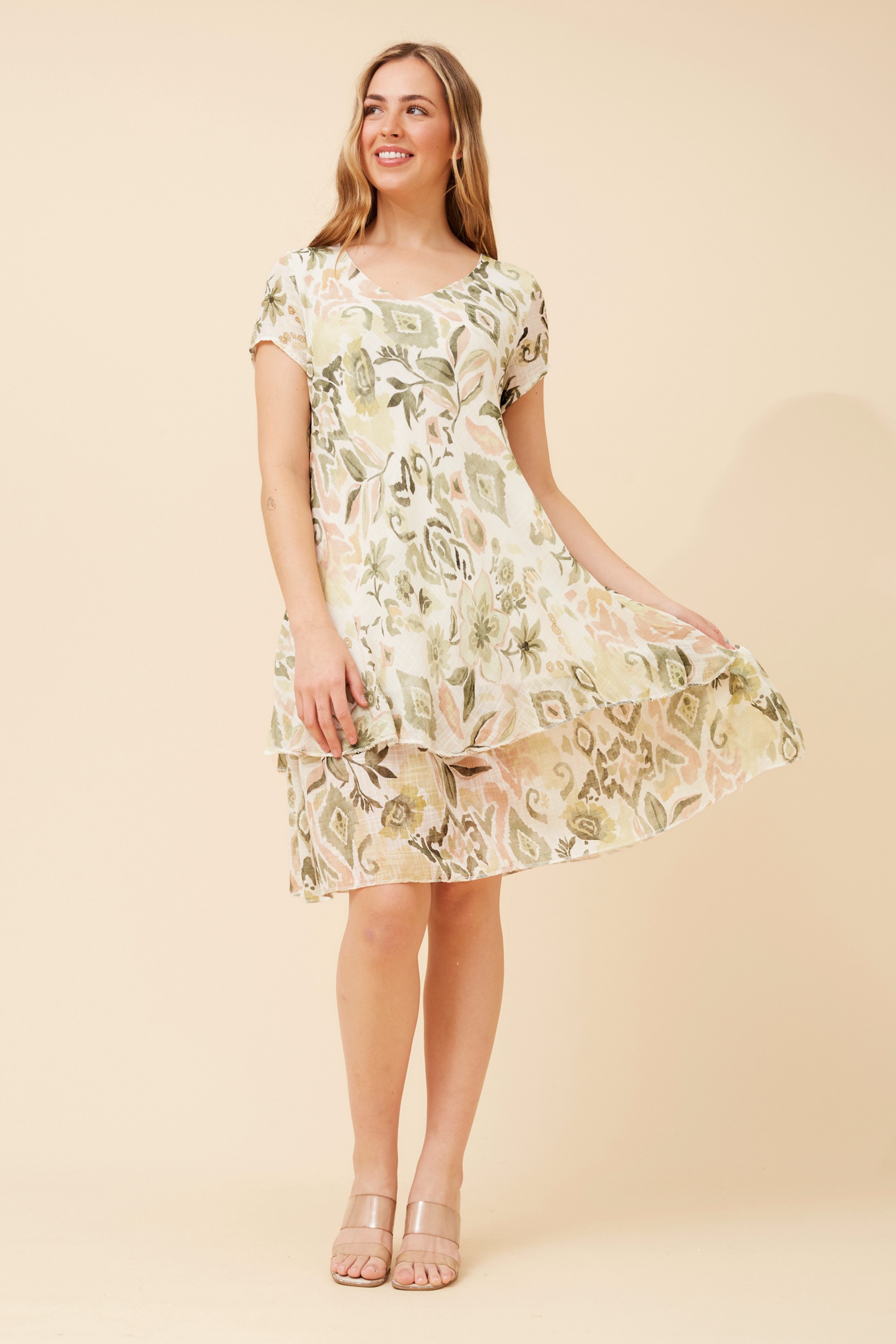 ELECTRA LEAF PRINT DRESS
