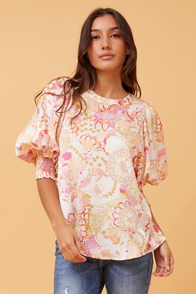 ELEGANT FLORAL SATIN BLOUSE