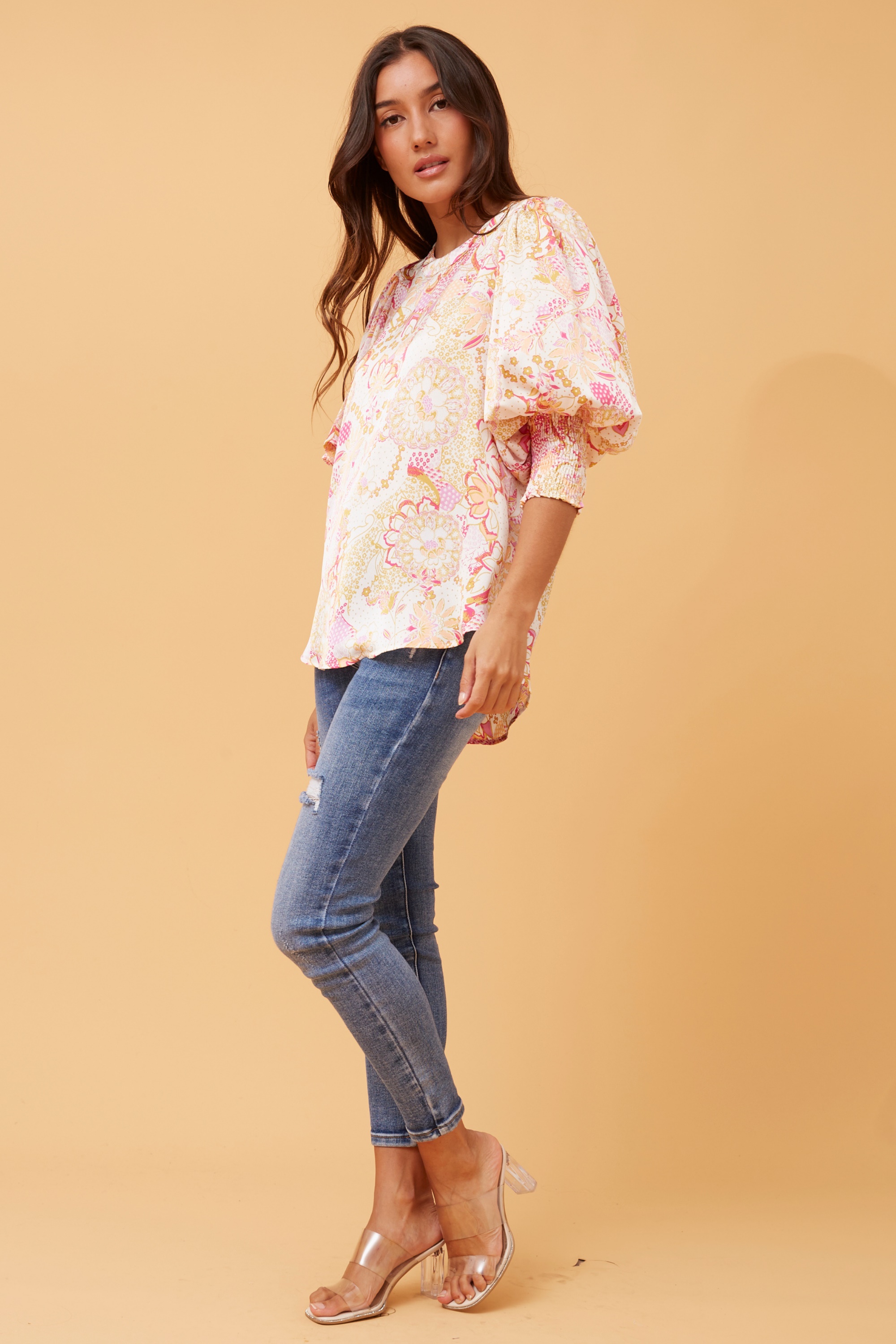 Elegant floral satin blouse & Buy Online & Femme Connection