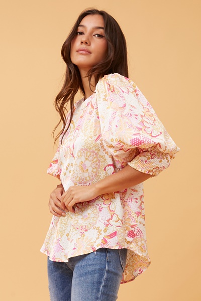 ELEGANT FLORAL SATIN BLOUSE