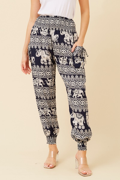 ELEPHANT PRINT BOHO HAREM PANTS